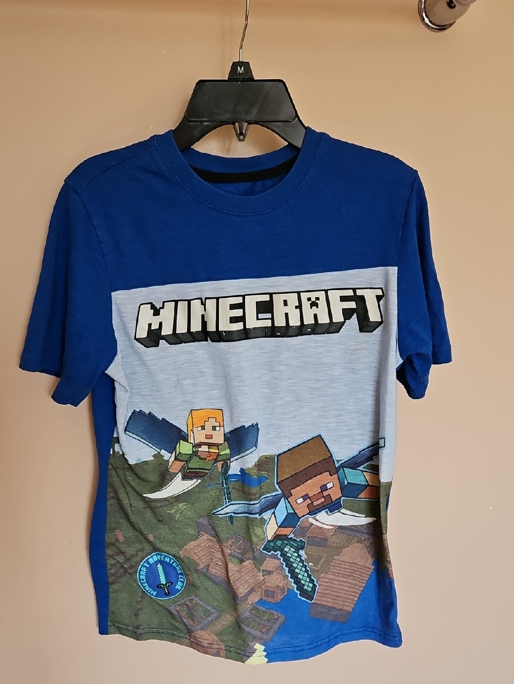 Minecraft Boys' Blue Short Sleeve Graphic Tee Size XL